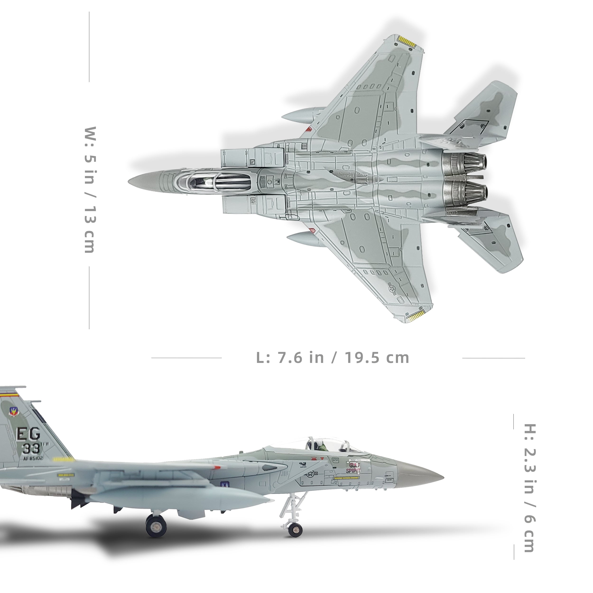 1/100 F-15C Eagle Gulf Spirit Diecast Fighter Jet Model – Military Aircraft