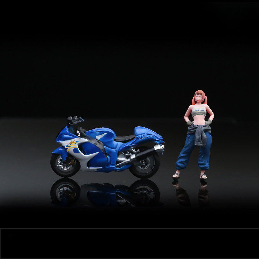 MoreArt 1:64 Suzuki Hayabusa & Honda Lovemoto Motorcycle Doll Set