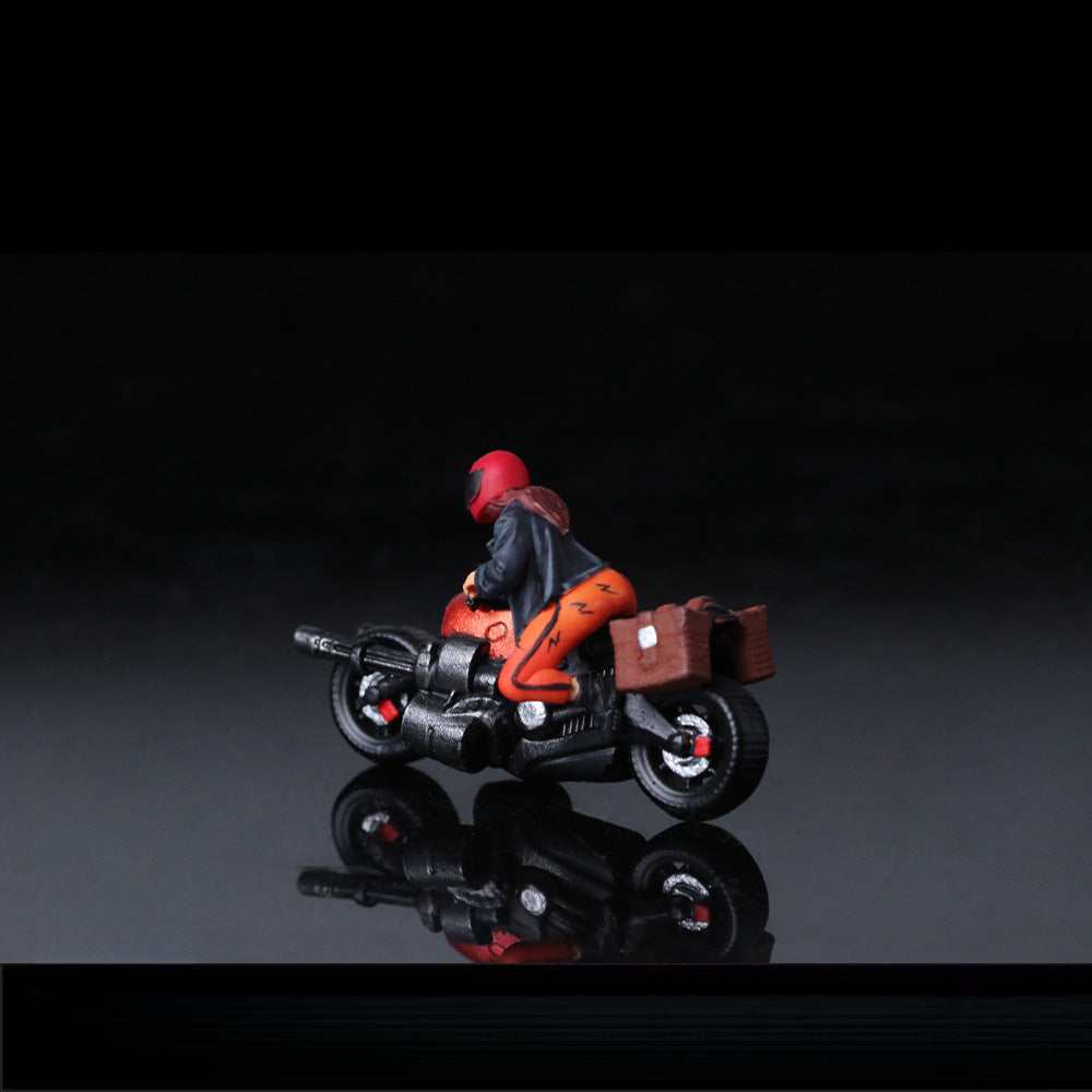 MoreArt 1:64 Orange Motorcycle with Female Rider Resin Model