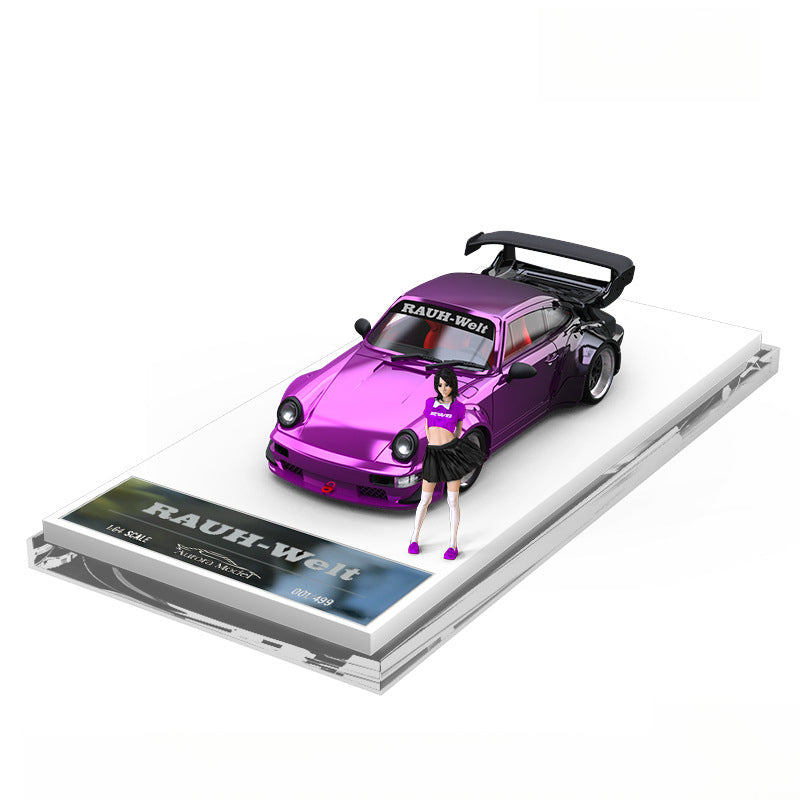 AM 1:64 Porsche 964 & 992 GT3 RS Electroplated Black-Purple Gradient Model