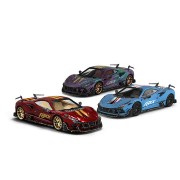 AM Ferrari F8XX Diecast Car Model – Red Blue & Chameleon MODCOLS