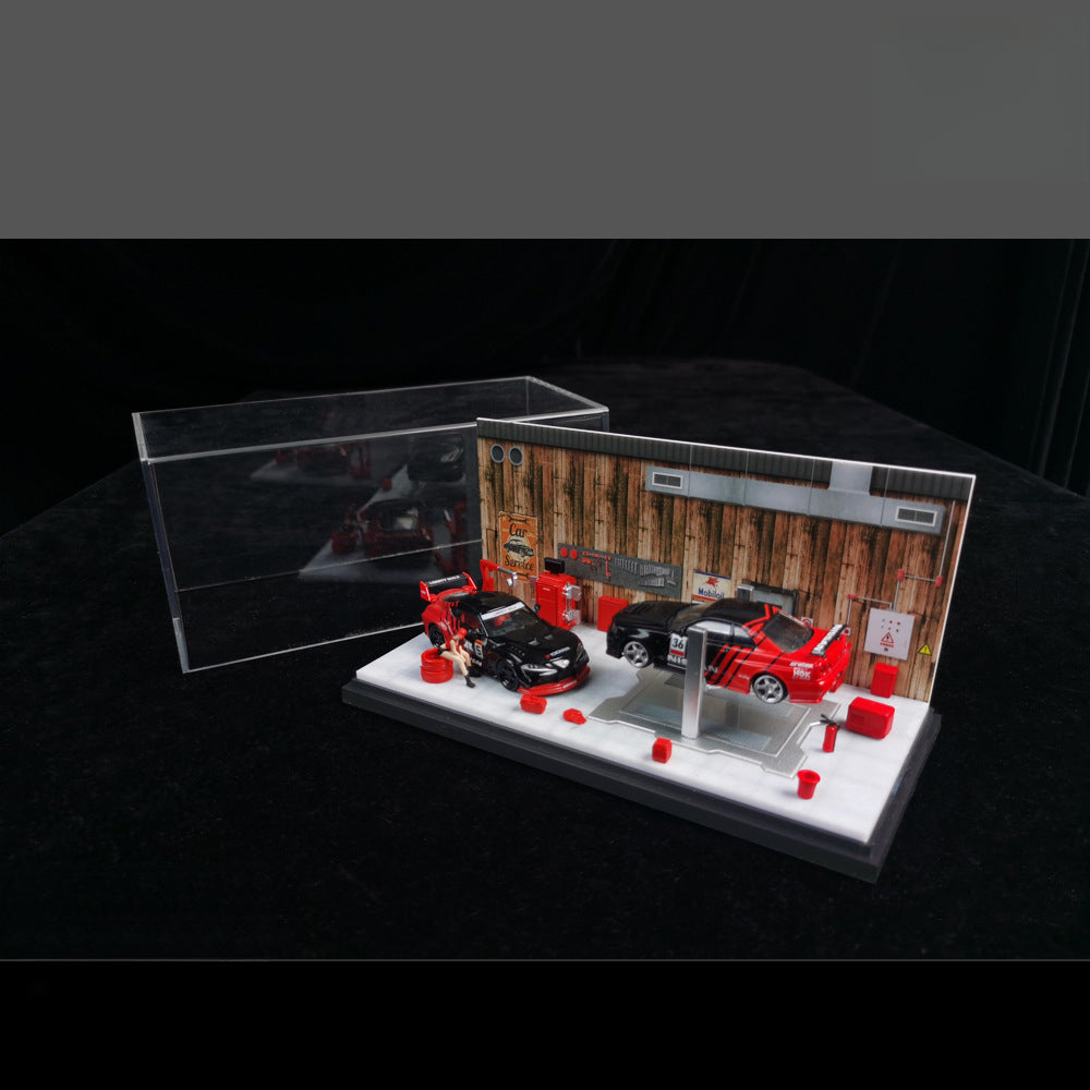 MoreArt 1:64 Car Repair Workshop Scene Model