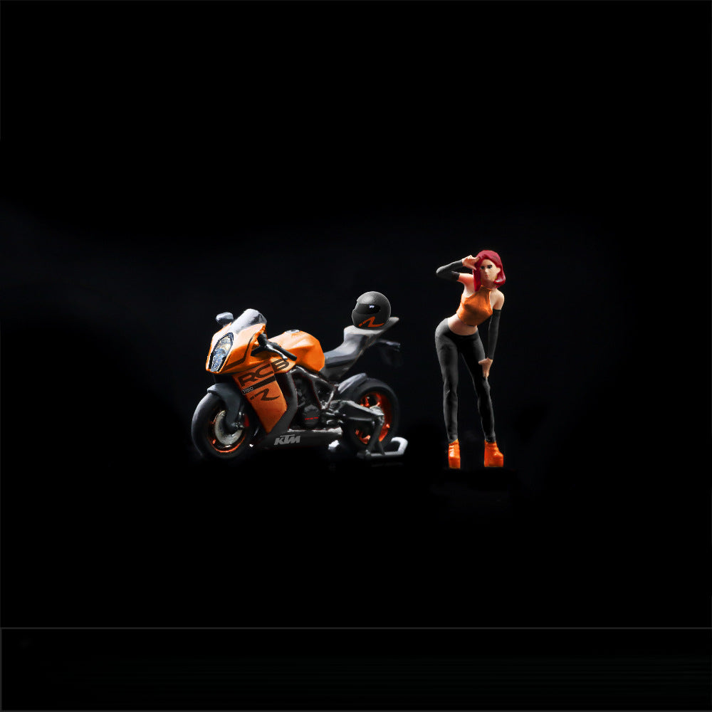 MOREART 1:64 KTM1190 Motorcycle with Rider Resin Figure Model Set