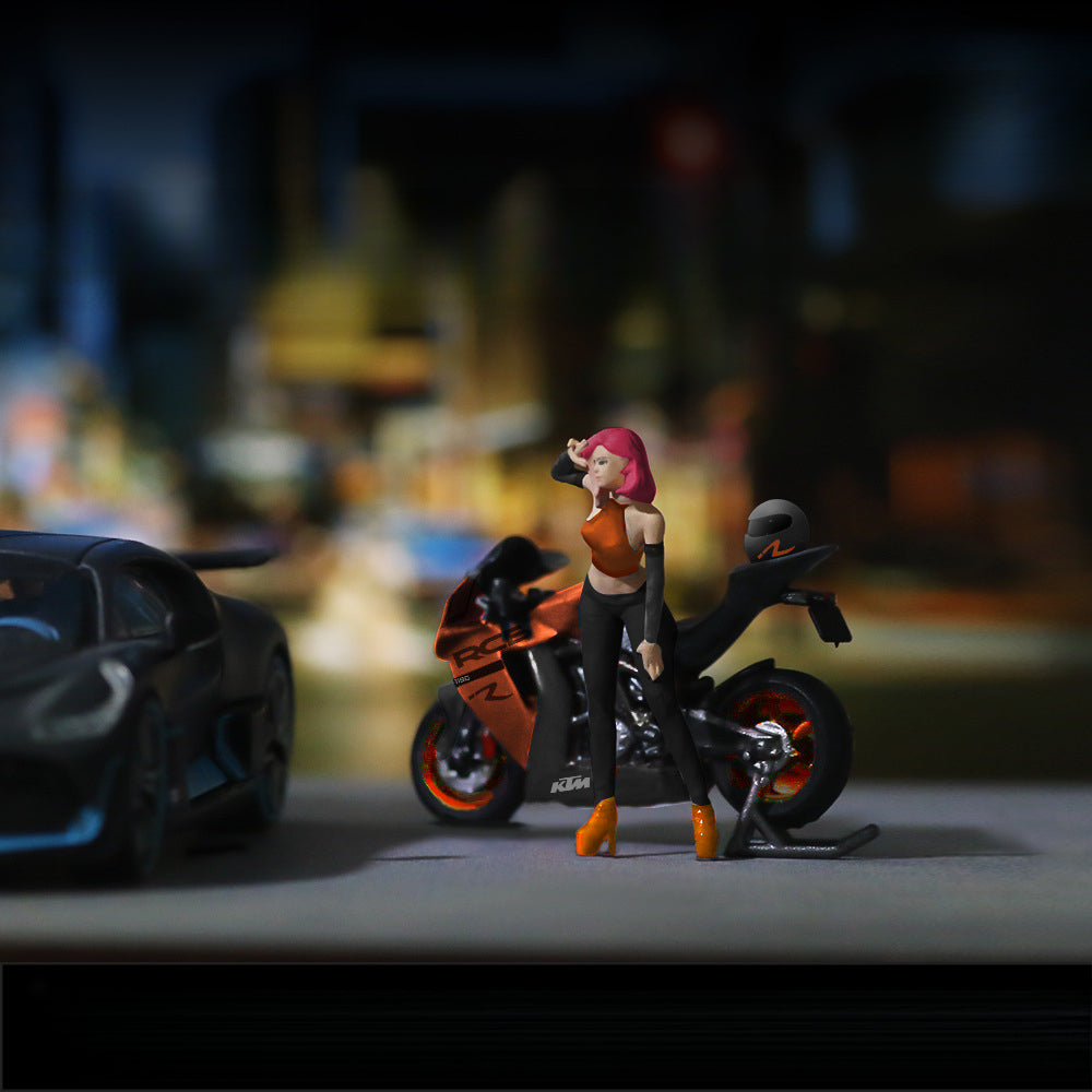 MOREART 1:64 KTM1190 Motorcycle with Rider Resin Figure Model Set