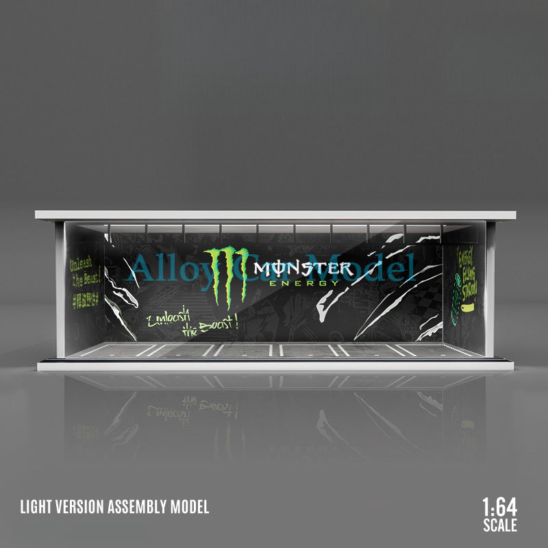 MoreArt 1:64 Beverage-Themed Lighted Parking Diorama – Modular Display Scene
