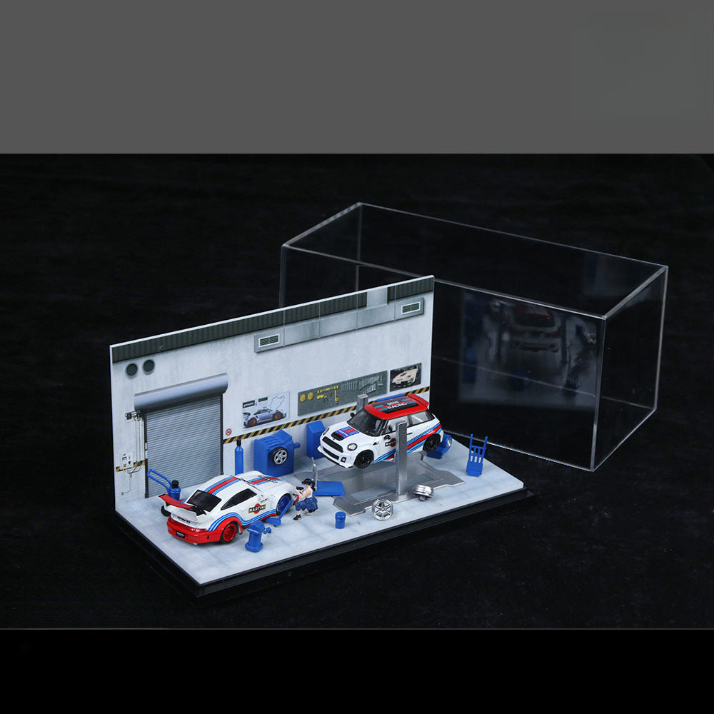 MoreArt 1:64 Car Repair Workshop Scene Model