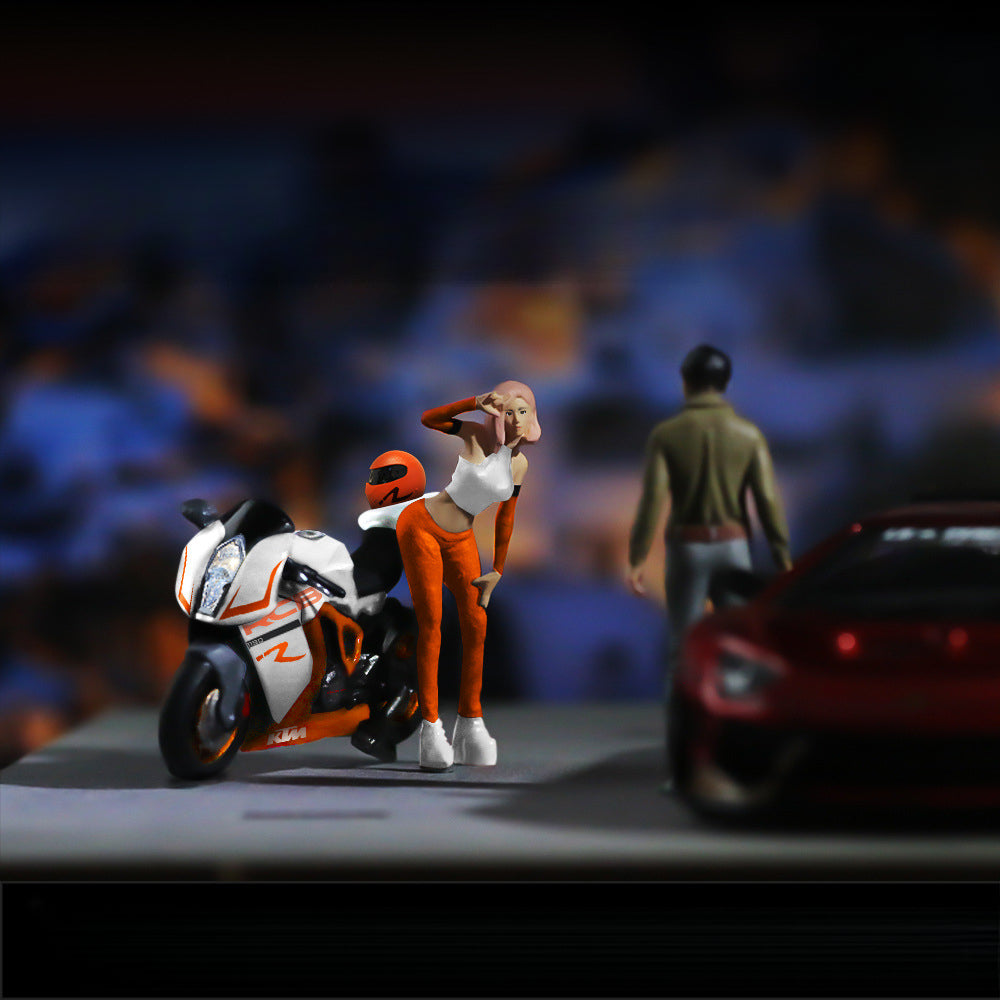 MOREART 1:64 KTM1190 Motorcycle with Rider Resin Figure Model Set