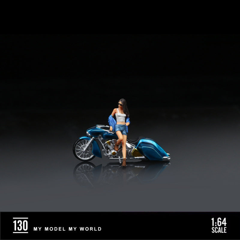 MoreArt 1:64 Blue Wild Biker Girl Resin Figure