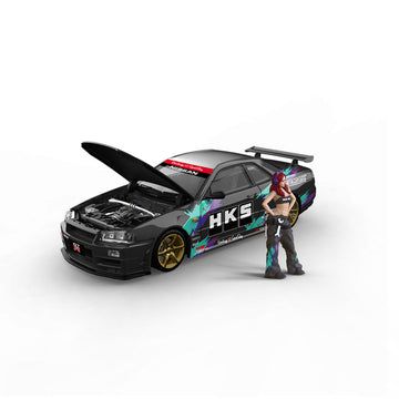 COOL ART 1:64 Nissan GT R R34 HKS Open Hood Die cast Model MODCOLS