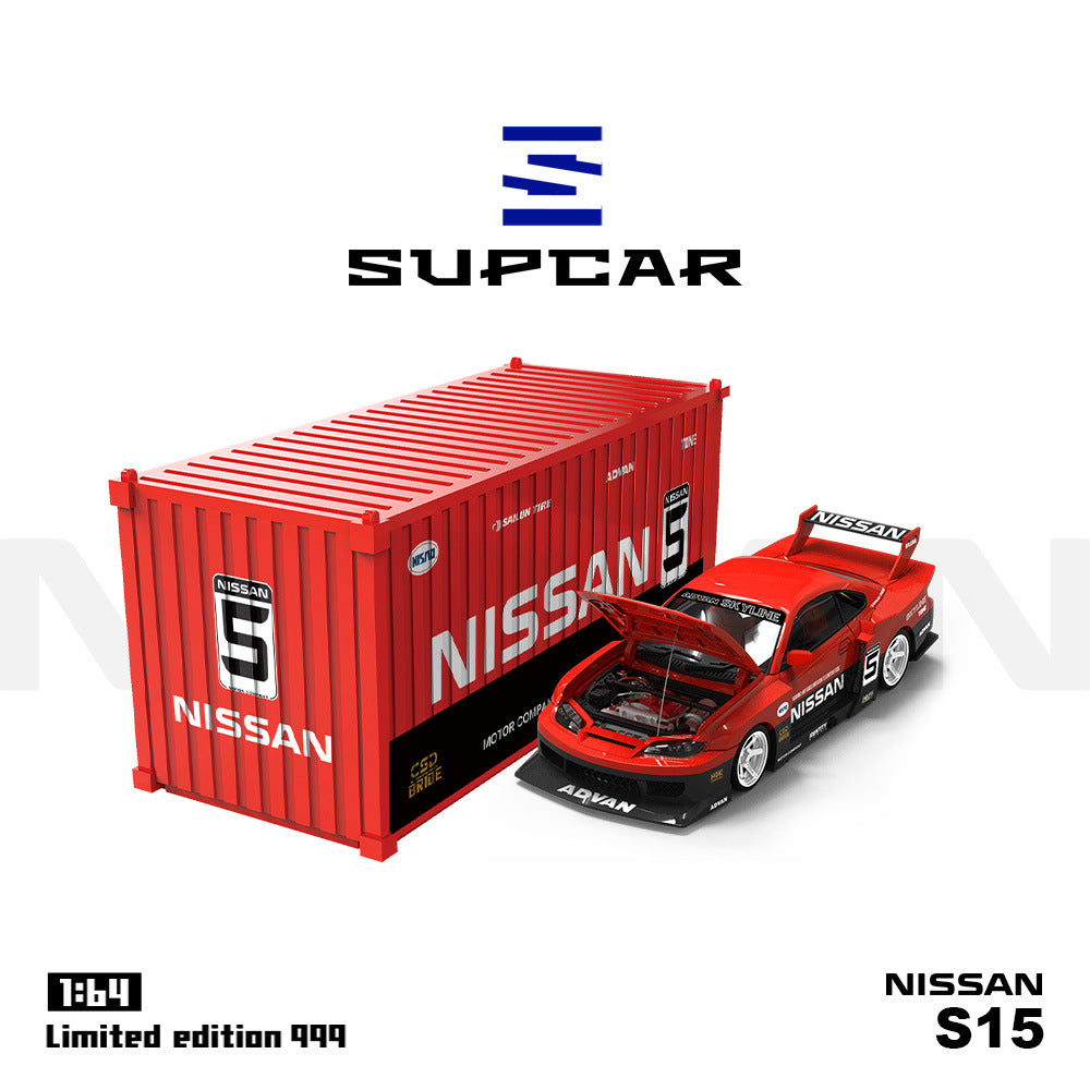 SUPCAR 1:64 Nissan S15 Red & Black Series Container Set Diecast Model