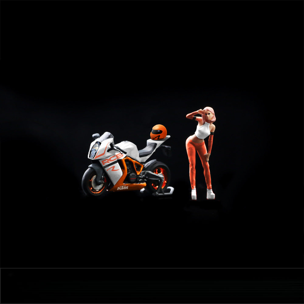 MOREART 1:64 KTM1190 Motorcycle with Rider Resin Figure Model Set