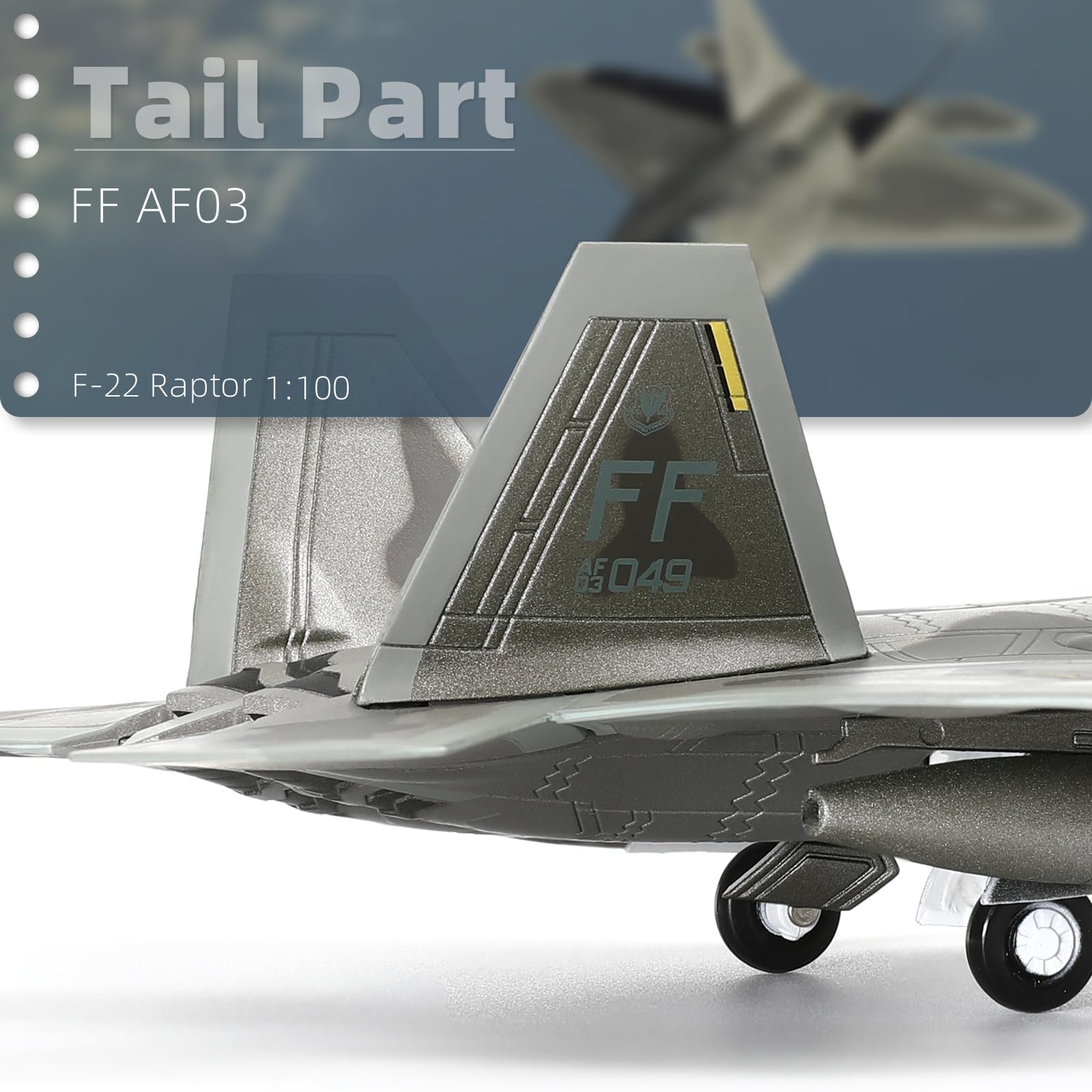 1/100 F-22 Raptor Die-cast Fighter Jet Model – FF 03-4049 USAF