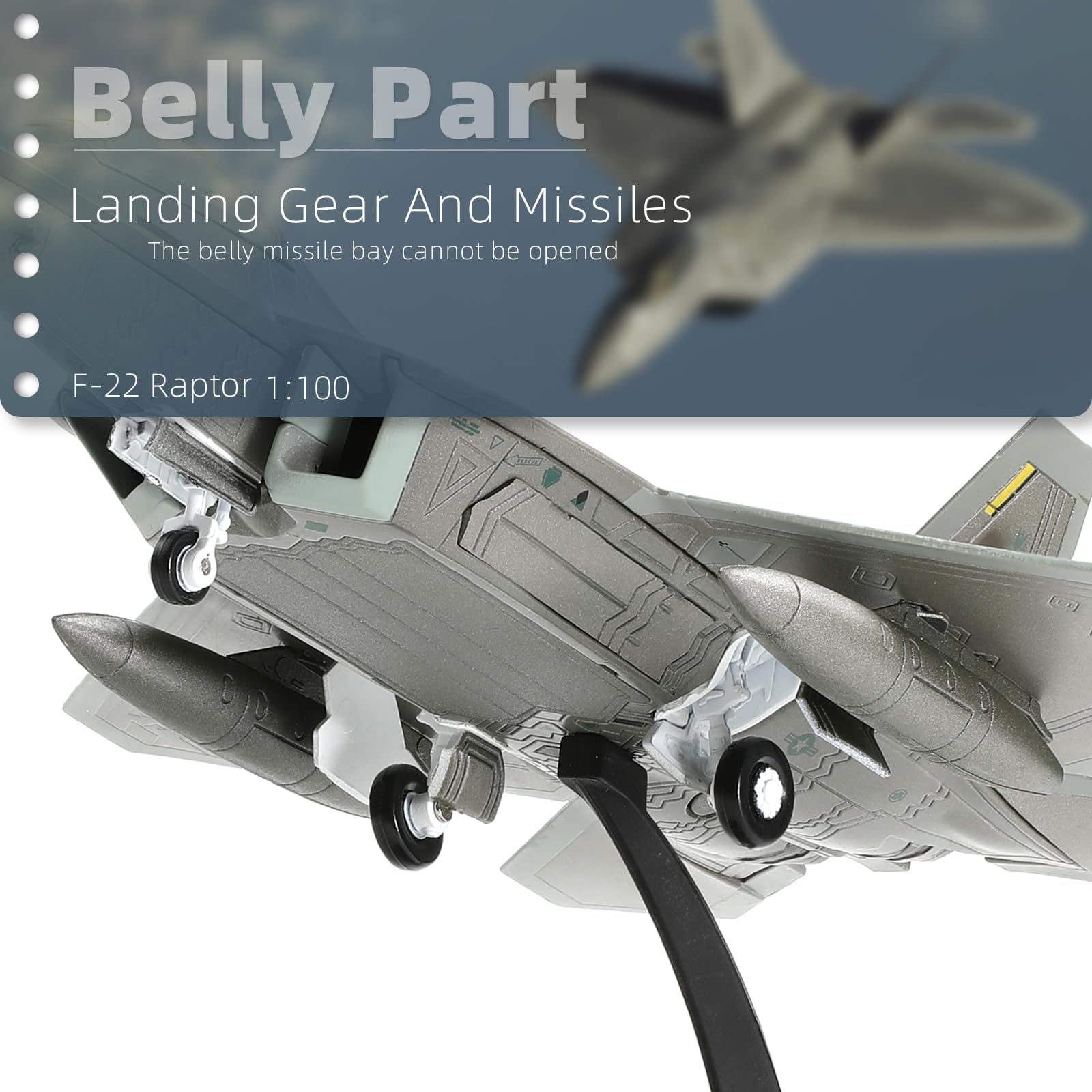 1/100 F-22 Raptor Die-cast Fighter Jet Model – FF 03-4049 USAF
