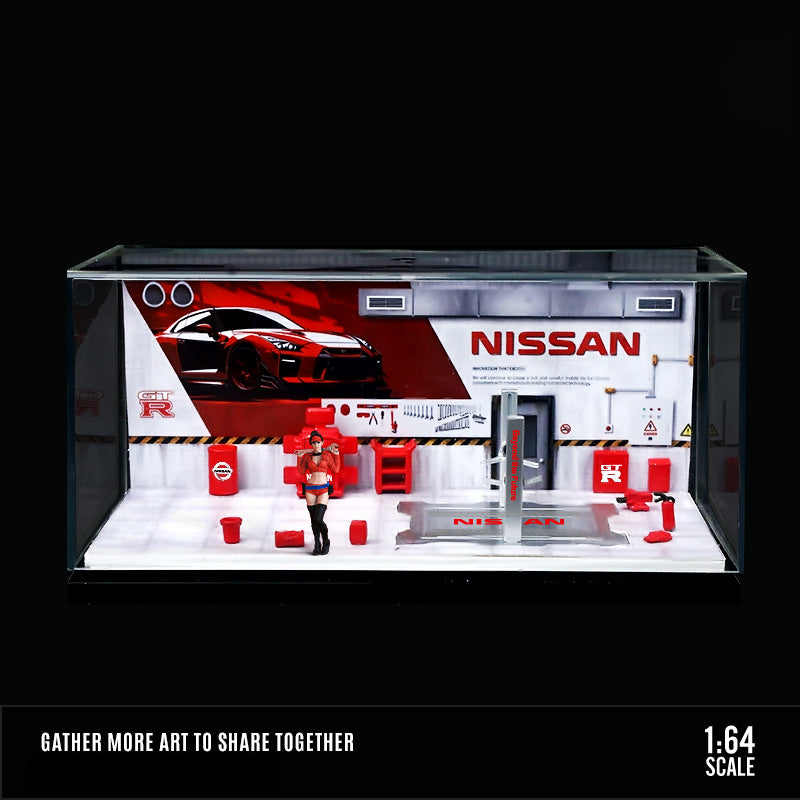 MoreArt 1:64 Nissan & Toyota HKS Auto Repair Workshop Diorama MODCOLS