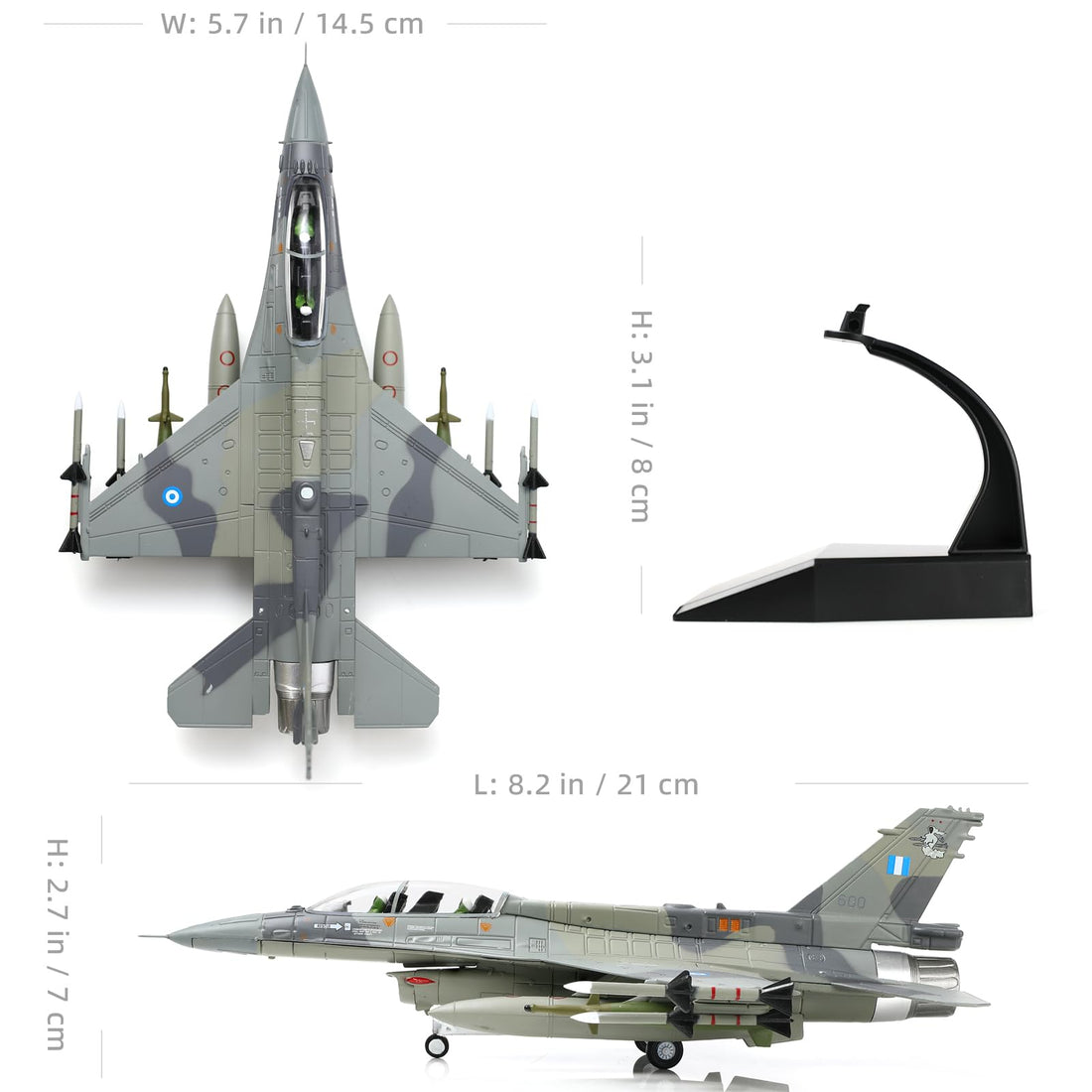1/72 F-16D Greece Block Fighter Jet Model – Diecast Alloy Aircraft