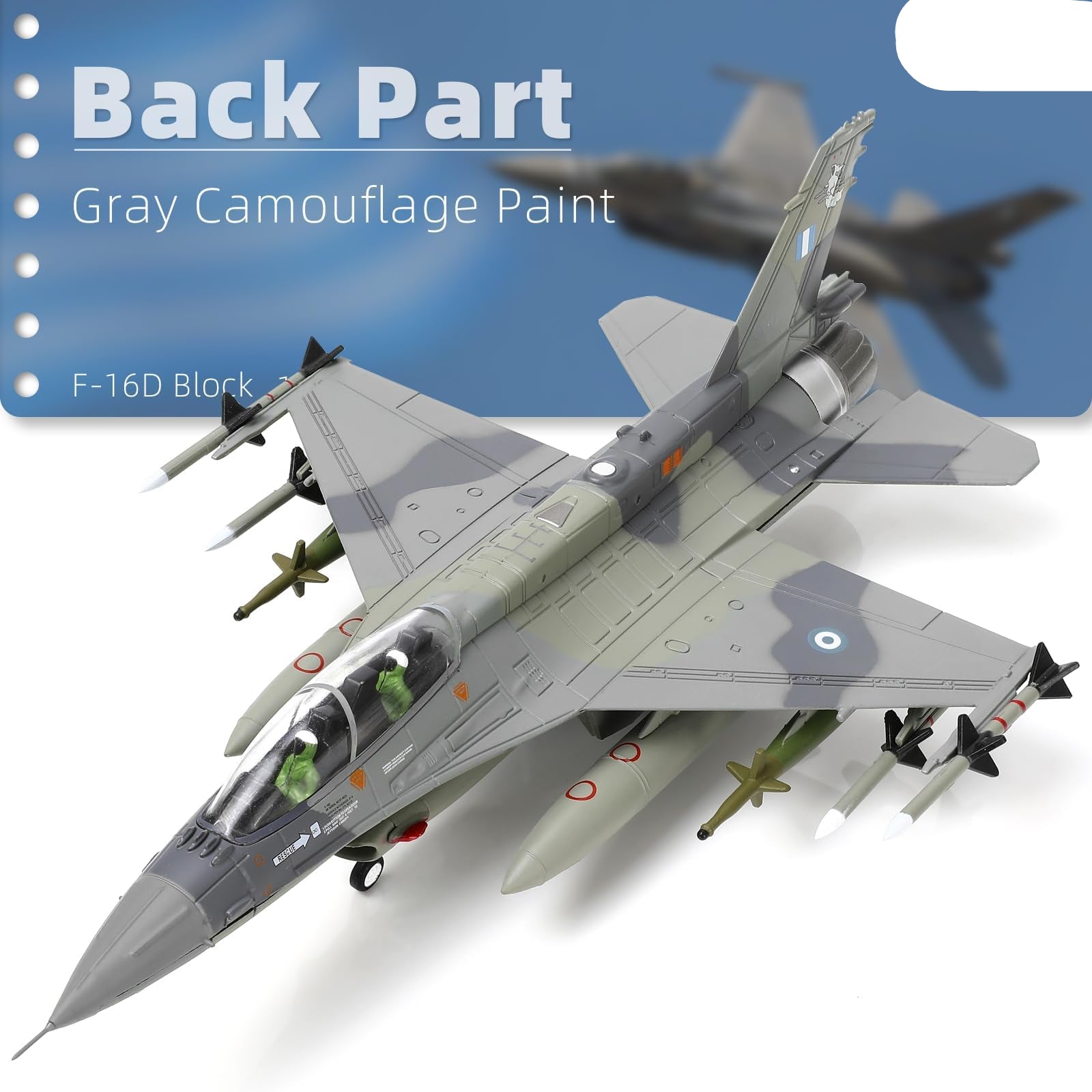 1/72 F-16D Greece Block Fighter Jet Model – Diecast Alloy Aircraft