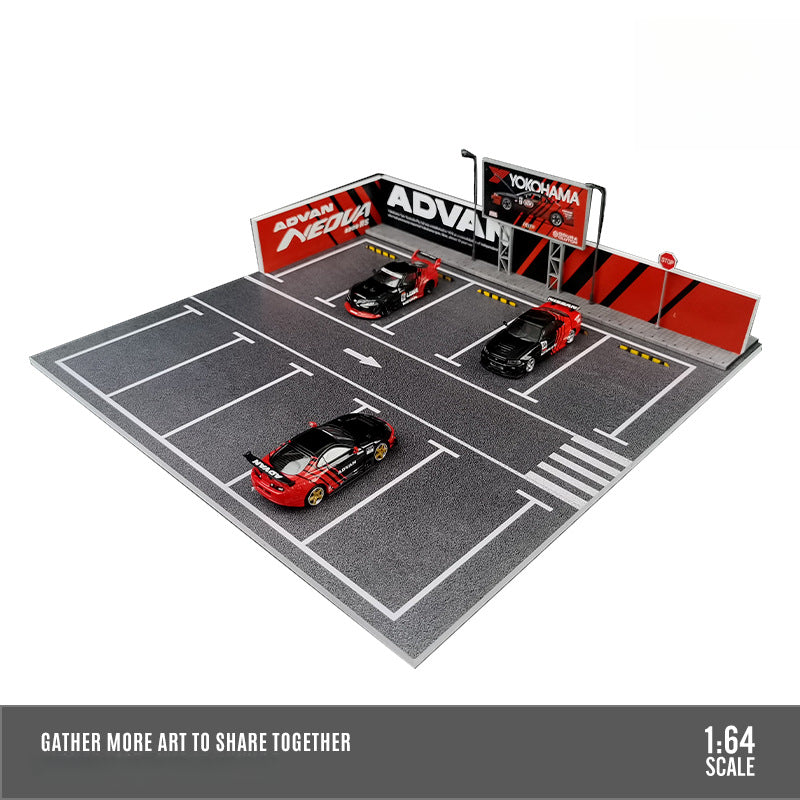 MoreArt 1:64 ADVAN & HKS Open Air Parking Lot Diorama Model MODCOLS