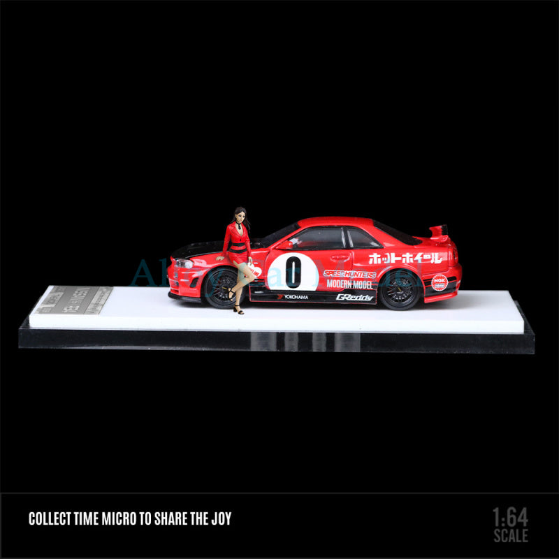 TimeMicro 1:64 Nissan GTR34 No.0 Red & Dark Green Diecast Model MODCOLS