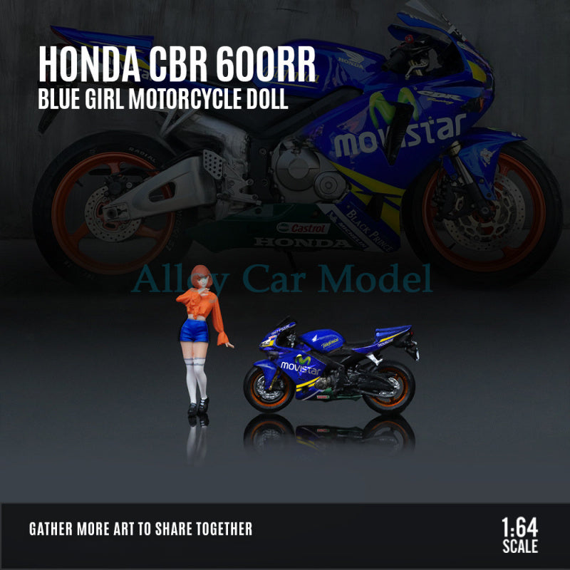 MoreArt 1:64 Honda CBR600RR Blue Girl Motorcycle Figurine Resin Model Set MODCOLS