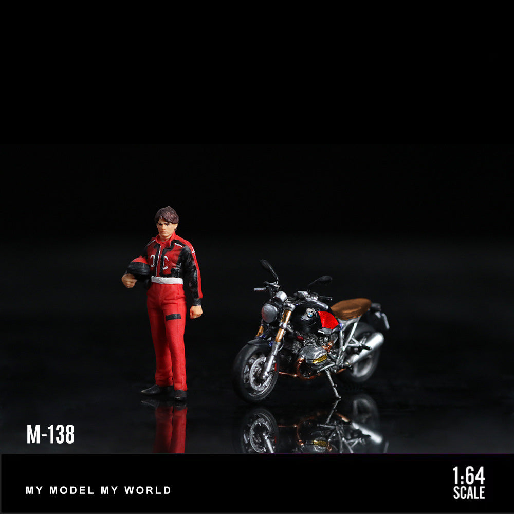 MoreArt 1:64 BMW R nineT Black & Red Motorcycle Figure – Resin Collectible MODCOLS