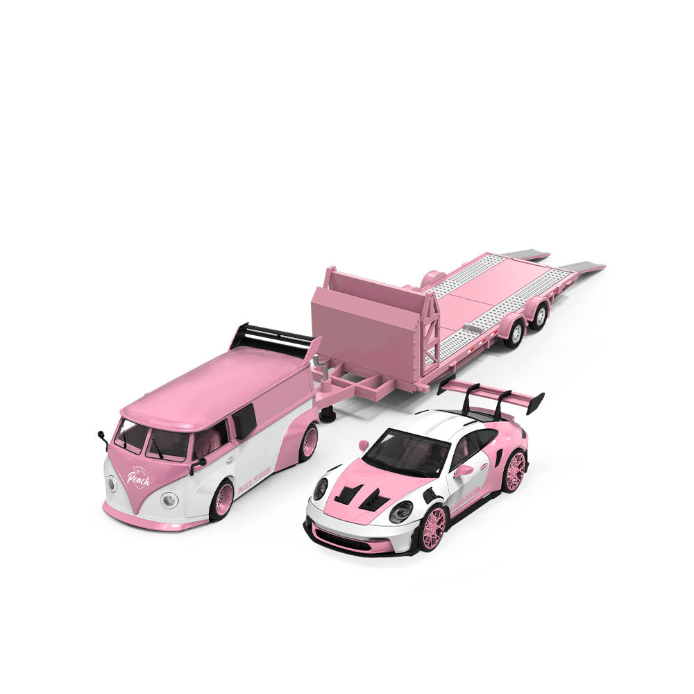 TimeMicro 1:64 Peach Pink Trailer Car Model Set MODCOLS