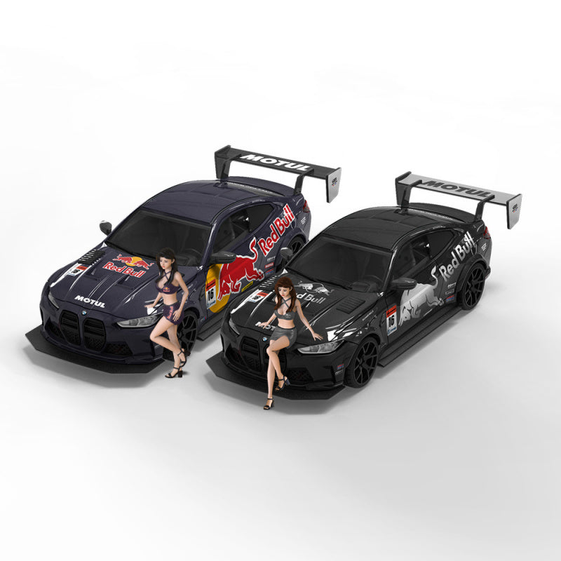 TIMEMICRO 1:64 BMW M4 Modified Red Bull Silver Bull Diecast Car Model MODCOLS