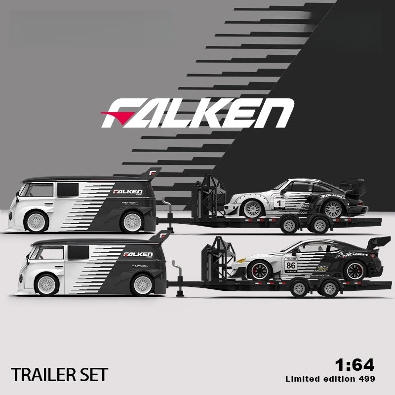 AM Aurora 1:64 Black & White Falken Livery Die Cast Car Model Set MODCOLS