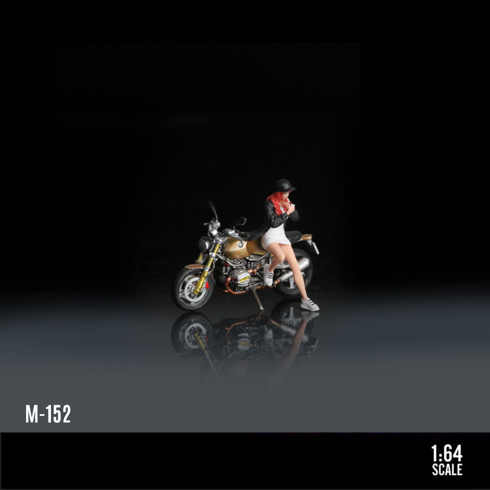 MoreArt 1:64 BMW R nineT Brown & Green Motorcycle Girl Resin Figure MODCOLS