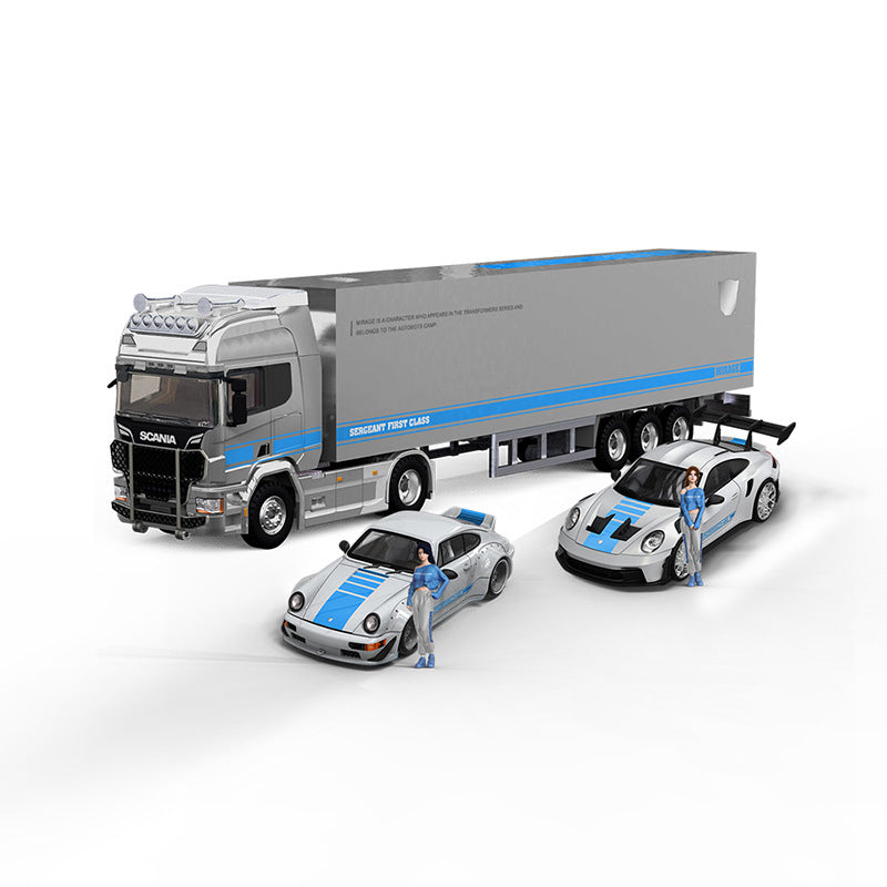 TIMEMICRO 1:64 Porsche 964 & 992 GT3 RS with Scania Phantom Container Truck MODCOLS