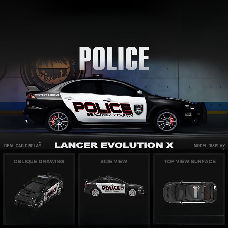 TimeMicro 1:64 Mitsubishi EVO 10 Police Edition Diecast Car Model