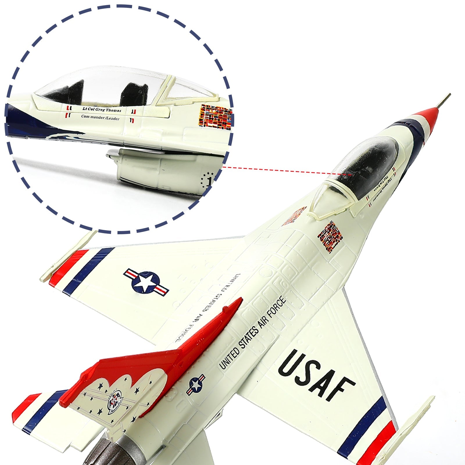 1/100 F-16C Thunderbird Diecast Fighter Jet Model – USAF Display Aircraft