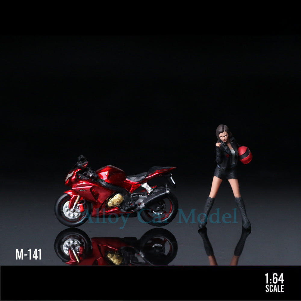 MoreArt 1:64 Suzuki Transparent Red Motorcycle Girl Resin Figure MODCOLS