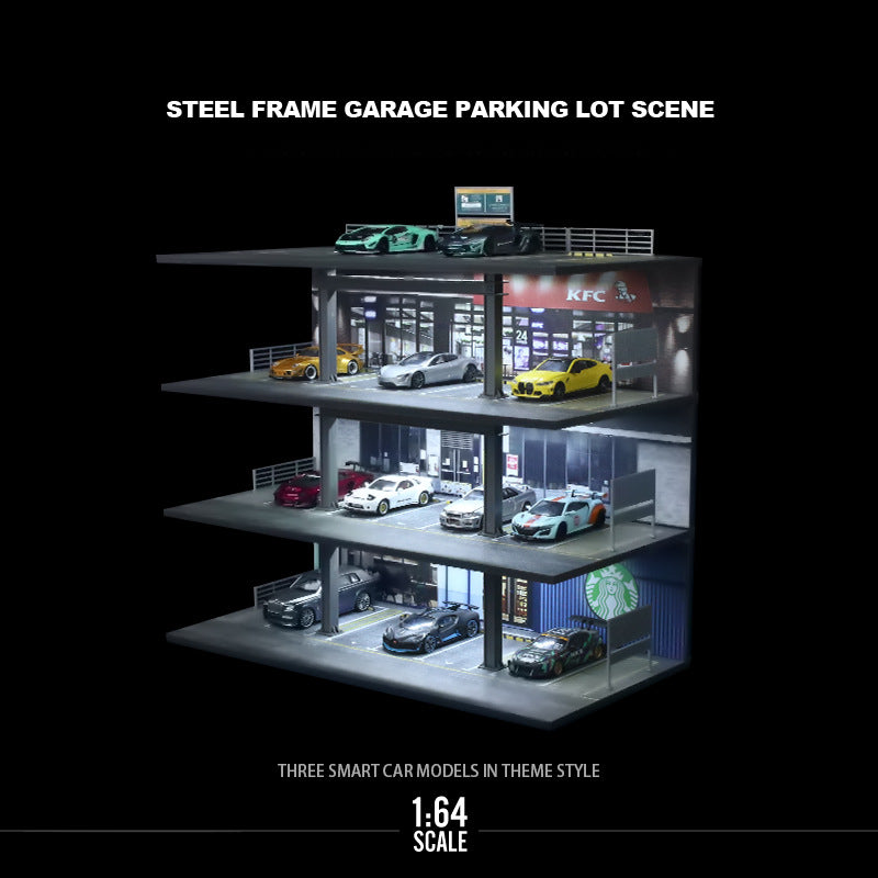 MoreArt 1:64 Four Level Steel Frame Garage Lighted Diorama MODCOLS