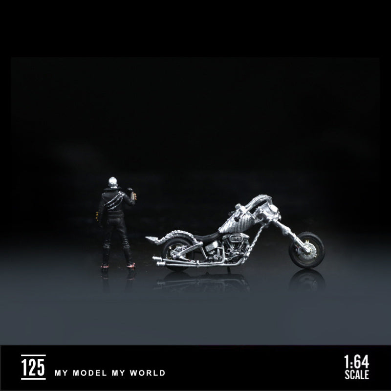 MoreArt 1:64 Skeleton Rider Motorcycle Figurine Resin Model MODCOLS