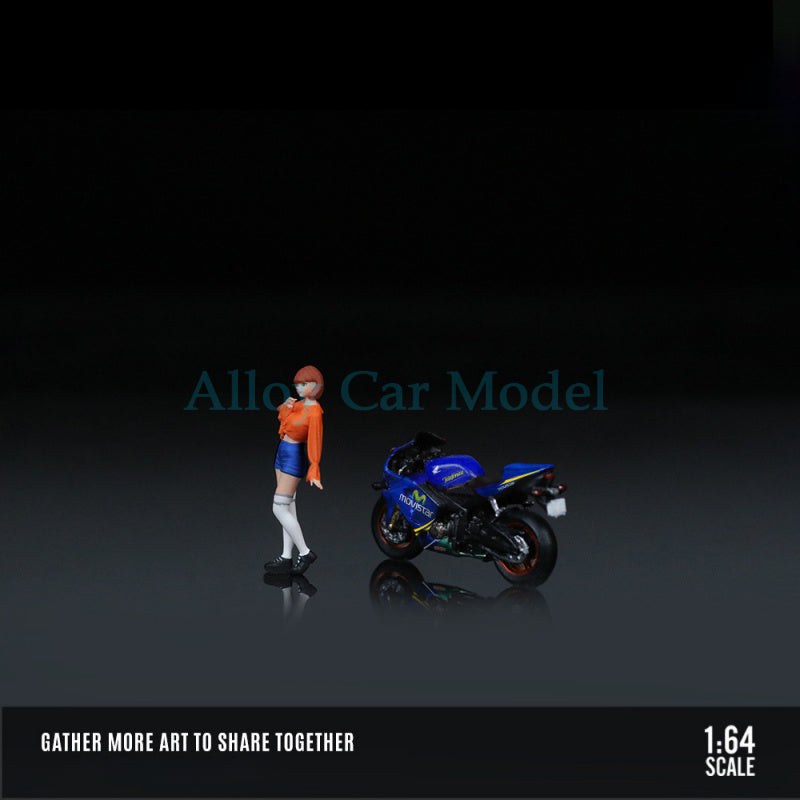 MoreArt 1:64 Honda CBR600RR Blue Girl Motorcycle Figurine Resin Model Set MODCOLS