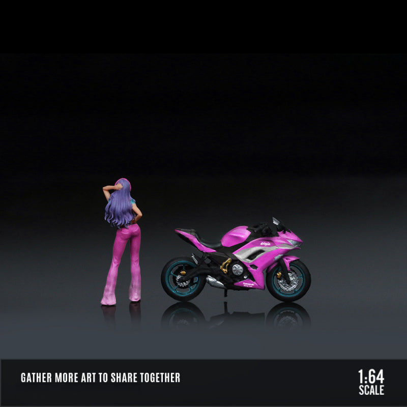 MoreArt 1:64 Kawasaki Ninja 650 Dream Purple Motorcycle Figure Set MODCOLS