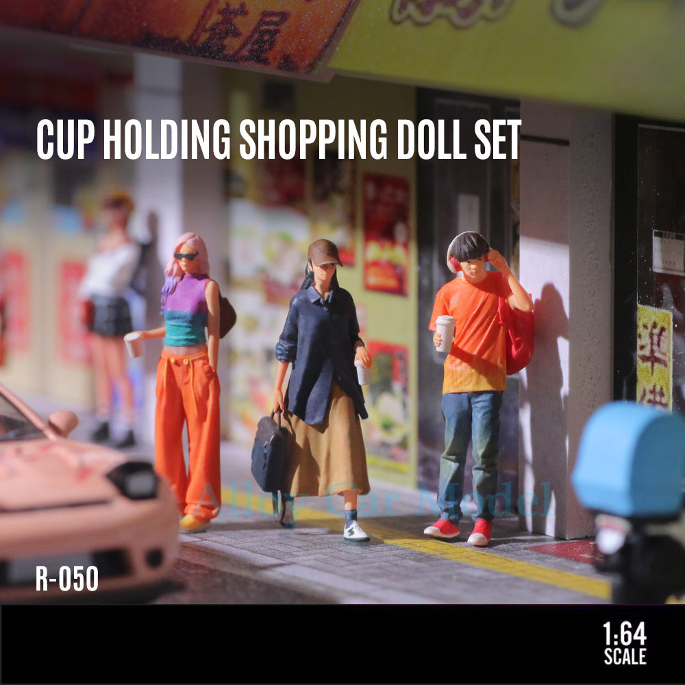 MoreArt 1:64 Resin Figure Set – Cup Holding Shopper MODCOLS