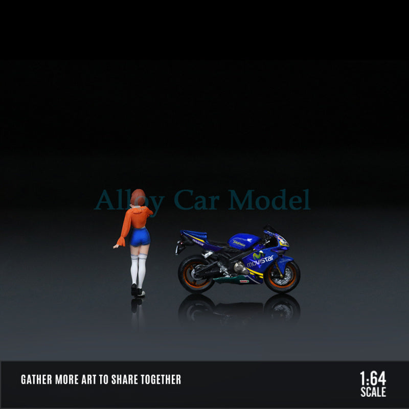 MoreArt 1:64 Honda CBR600RR Blue Girl Motorcycle Figurine Resin Model Set MODCOLS