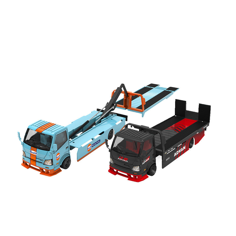 TimeMicro 1:64 H300 Flatbed Transport Trailer Gulf Oil & ADVAN Diecast Model MODCOLS