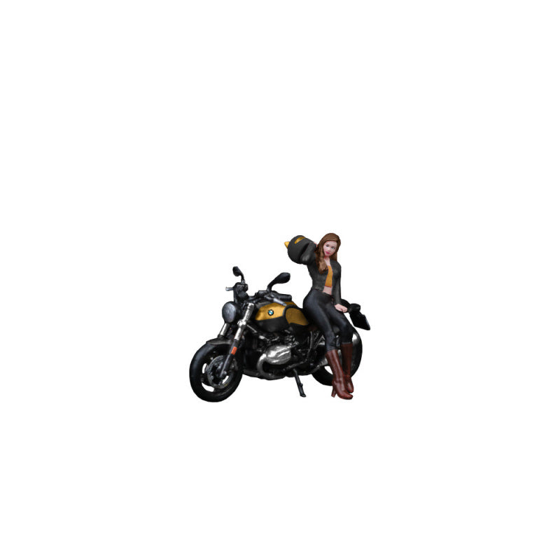 MoreArt 1:64 BMW R nineT Black & Gold Motorcycle Lady Resin Figure Set MODCOLS