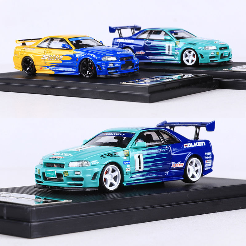 Fast Speed FS 1:64 Nissan Skyline R34 Spoon Falken Diecast JDM Collectible MODCOLS