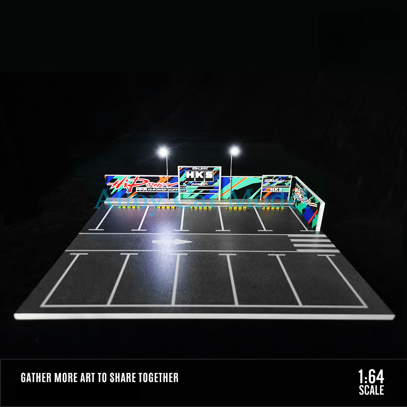 MoreArt 1:64 ADVAN & HKS Open Air Parking Lot Diorama Model MODCOLS