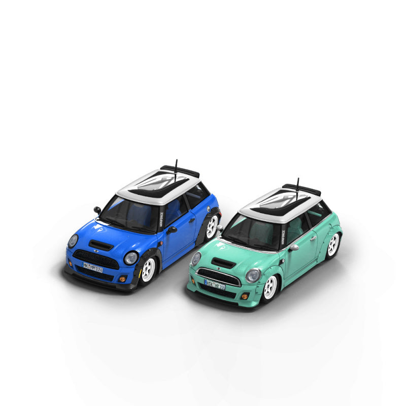 TIMEMICRO 1:64 BMW MINI Owner Edition Diecast Model | Deep Blue Light Green MODCOLS
