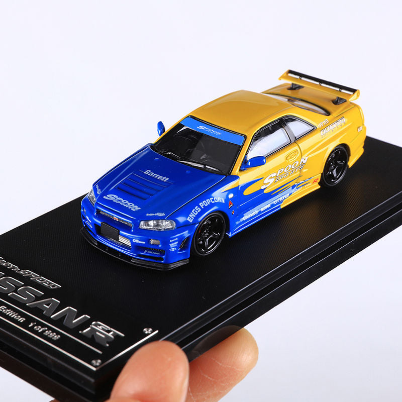 Fast Speed FS 1:64 Nissan Skyline R34 Spoon Falken Diecast JDM Collectible MODCOLS