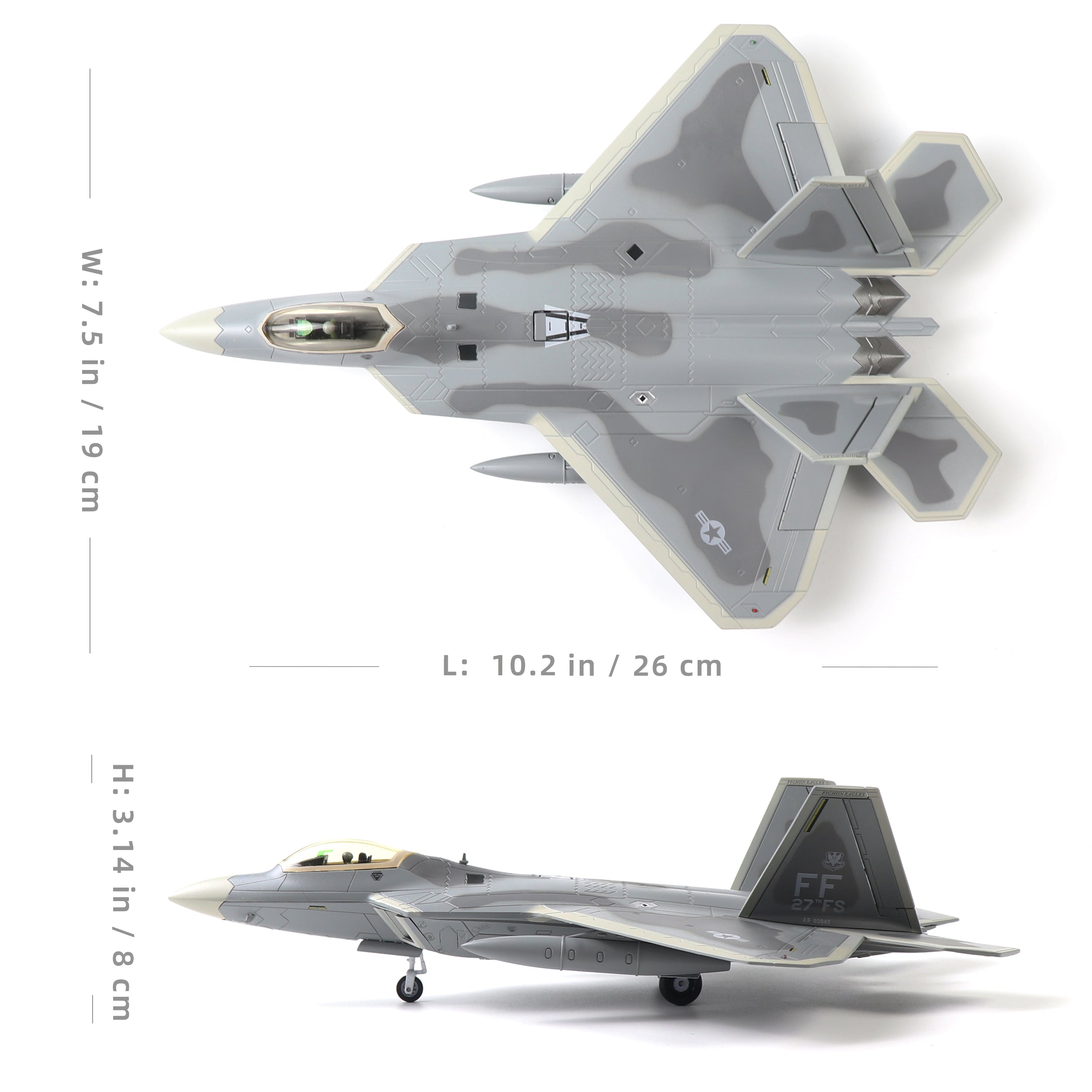 1/72 F-22 Raptor Die-cast Fighter Jet Model – 27th FS USAF