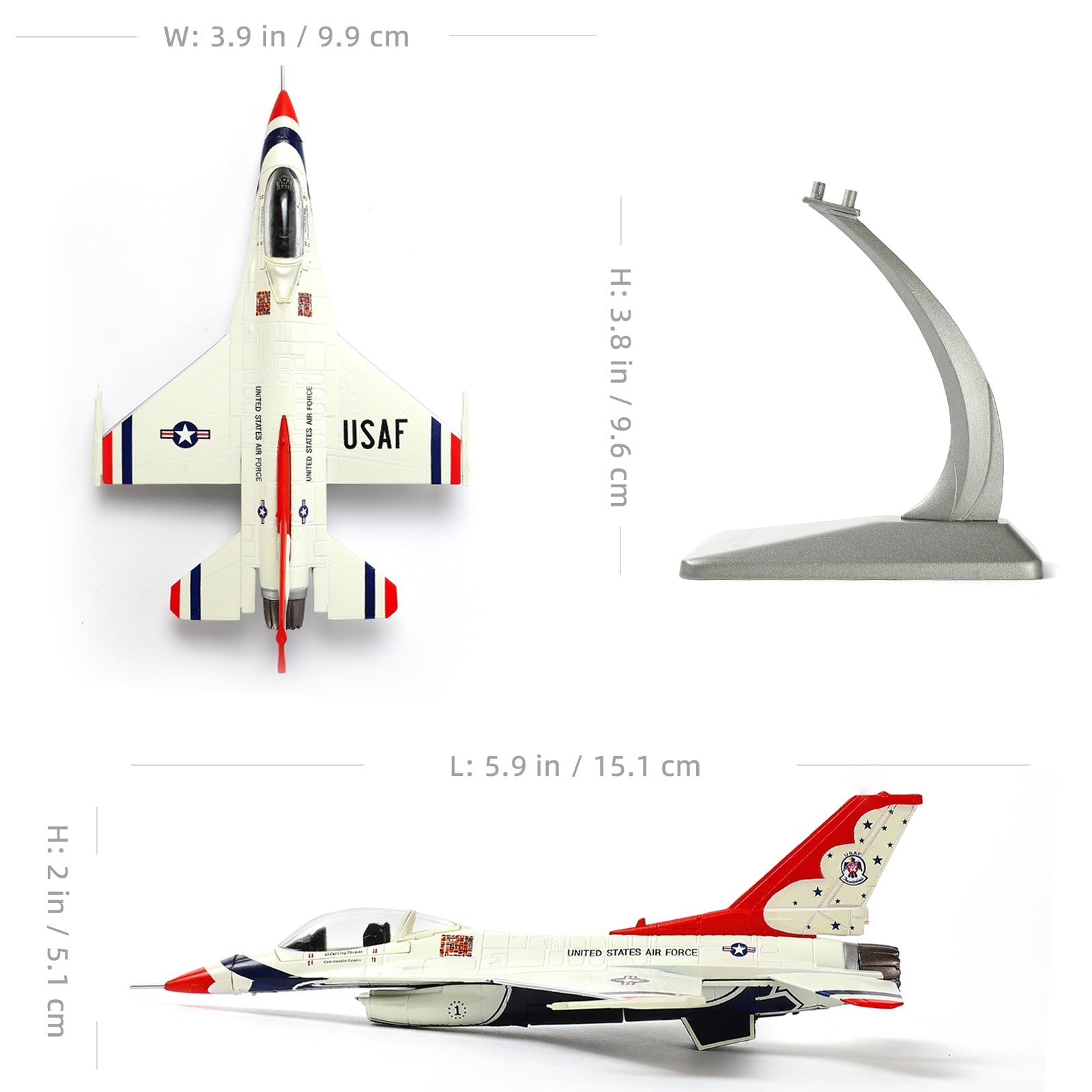 1/100 F-16C Thunderbird Diecast Fighter Jet Model – USAF Display Aircraft