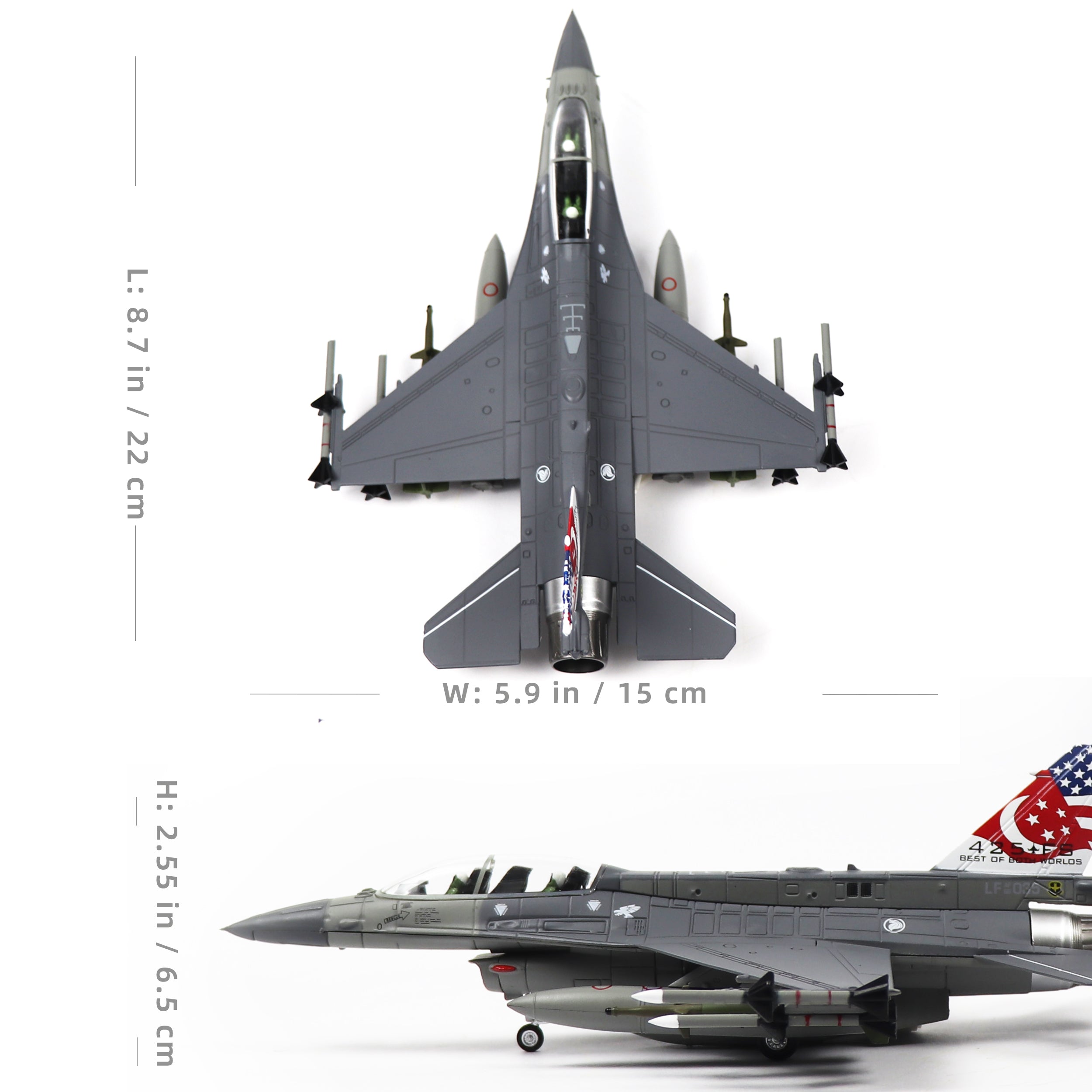 1/72 F-16D Fighting Falcon Singapore Jet Model – Diecast Alloy Aircraft