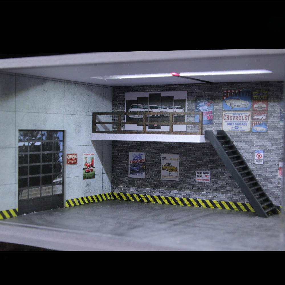MoreArt 1:64 Car Repair Garage Diorama with LED Lighting