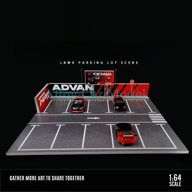 MoreArt 1:64 ADVAN & HKS Open Air Parking Lot Diorama Model MODCOLS