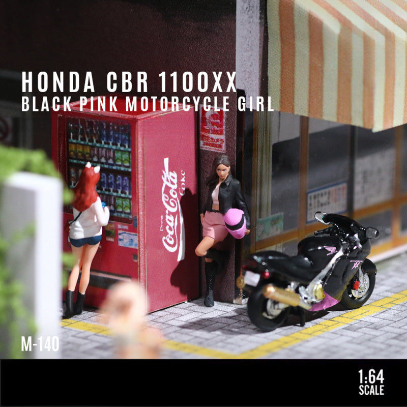 MoreArt 1:64 Honda CBR1100XX Black & Pink with Sky Blue Motorcycle Girl Resin Model MODCOLS